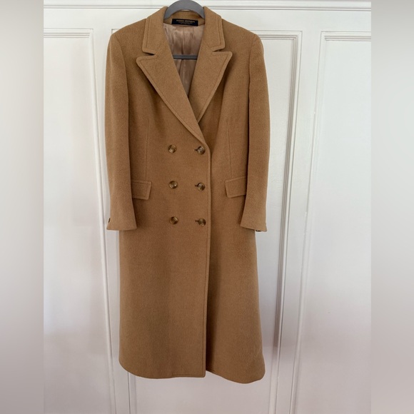 Vintage Brooks Brothers Women's Classic Tan Long trench Pea Coat Sz. Medium - Picture 2 of 11